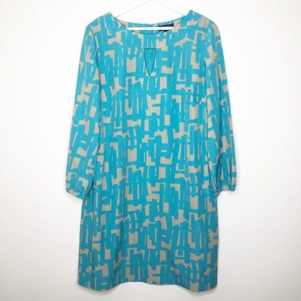 TAHARI Blue Print Dress